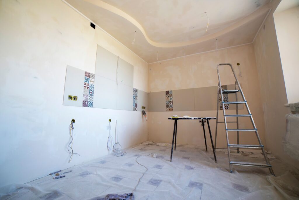 Popcorn ceiling removal and smooth ceiling preparation in a Toronto-area home